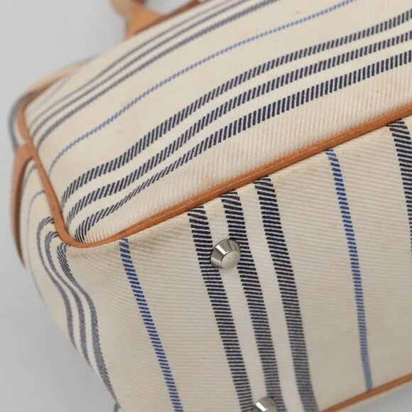 BURBERRY Hand Bag Canvas Leather White Silver Auth bs28984 - Picture 5 of 16